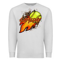 Dove Grey Softball game day leopard fire and ball Premium Sweatshirt - HowdyJamesFarm