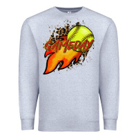 Heather Grey Softball game day leopard fire and ball Premium Sweatshirt - HowdyJamesFarm