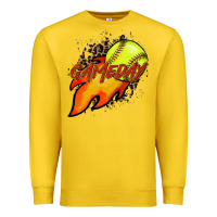 Lemon Softball game day leopard fire and ball Premium Sweatshirt - HowdyJamesFarm