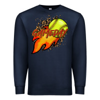 Navy Softball game day leopard fire and ball Premium Sweatshirt - HowdyJamesFarm