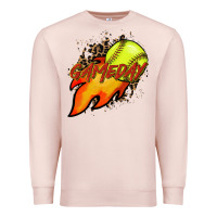 Pale Pink Softball game day leopard fire and ball Premium Sweatshirt - HowdyJamesFarm