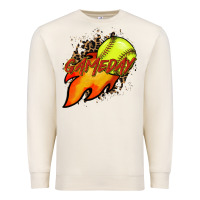 Sandshell Softball game day leopard fire and ball Premium Sweatshirt - HowdyJamesFarm