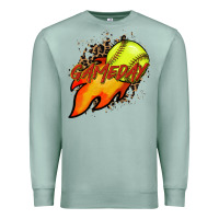 Seafoam Softball game day leopard fire and ball Premium Sweatshirt - HowdyJamesFarm