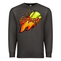 Smoke Softball game day leopard fire and ball Premium Sweatshirt - HowdyJamesFarm