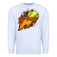 White Softball game day leopard fire and ball Premium Sweatshirt - HowdyJamesFarm