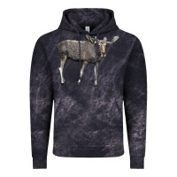 Cloud Black Moose Buck Deer Vintage Hoodie - LillyAllenDesigns