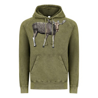 Vintage Olive Moose Buck Deer Vintage Hoodie - LillyAllenDesigns
