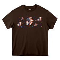 Chocolate Brown patriotic native American headdress 16oz libbey cup Heavy Core Tee - HRA Design Shop