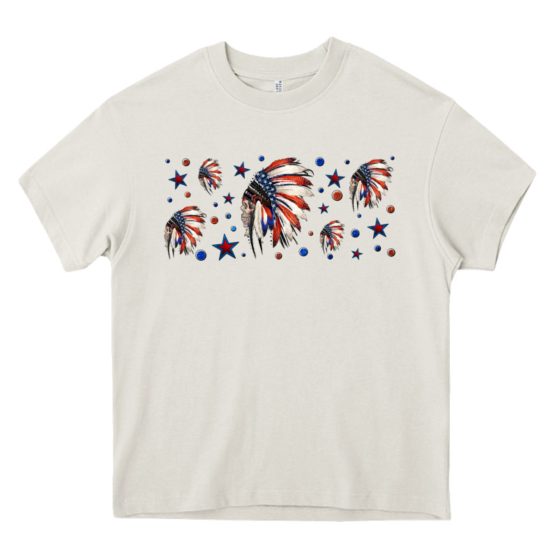 Patriotic Native American Headdress 16oz Libbey Cup Heavy Core Tee by HRA Design Shop | Teevron
