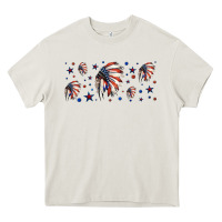 Cream patriotic native American headdress 16oz libbey cup Heavy Core Tee - HRA Design Shop