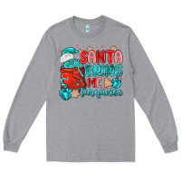 Heather Grey santa bring me turquoise Long Sleeve Tee - MaliasSmallBusiness