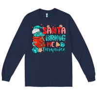 Navy santa bring me turquoise Long Sleeve Tee - MaliasSmallBusiness