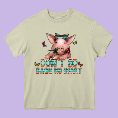 Don't Go Bacon My Heart Heavy Core Tee Designed By Cowhidedigitalart