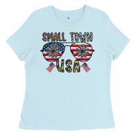 Baby Blue small town usa Ladies Tee - CowhideDigitalArt