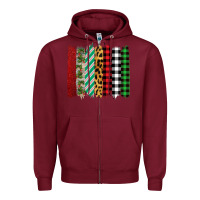 Burgundy Christmas Brushstrokes Zipper Hoodie - Bettercallsaul