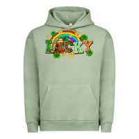 Pigment Oil Green lucky gnome St. Patricks Day Urban Hoodie - FaDigitalArtStudio