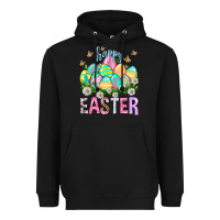 Black Happy Easter with eggs Easter Day Heavyweight Hoodie - HowdyJamesFarm