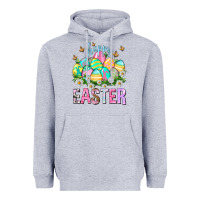 Heather Grey Happy Easter with eggs Easter Day Heavyweight Hoodie - HowdyJamesFarm