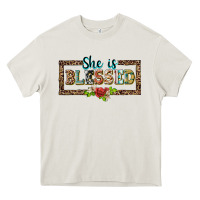 Cream she is blesssed floral Heavy Core Tee - BarkalooDesign