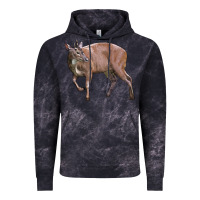 Cloud Black Red Brocket Buck Deer Vintage Hoodie - LillyAllenDesigns