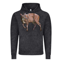 Vintage Black Red Brocket Buck Deer Vintage Hoodie - LillyAllenDesigns
