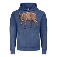 Vintage Denim Red Brocket Buck Deer Vintage Hoodie - LillyAllenDesigns