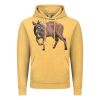 Vintage Mustard Red Brocket Buck Deer Vintage Hoodie - LillyAllenDesigns