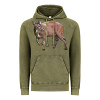 Vintage Olive Red Brocket Buck Deer Vintage Hoodie - LillyAllenDesigns