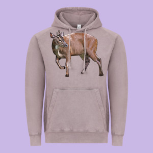 Red Brocket Buck Deer Vintage Hoodie Designed By Lillyallendesigns