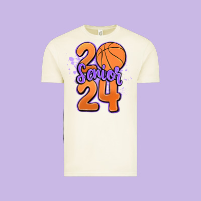 Senior 2024 Basketball Vintage Tee Designed By Maliassmallbusiness