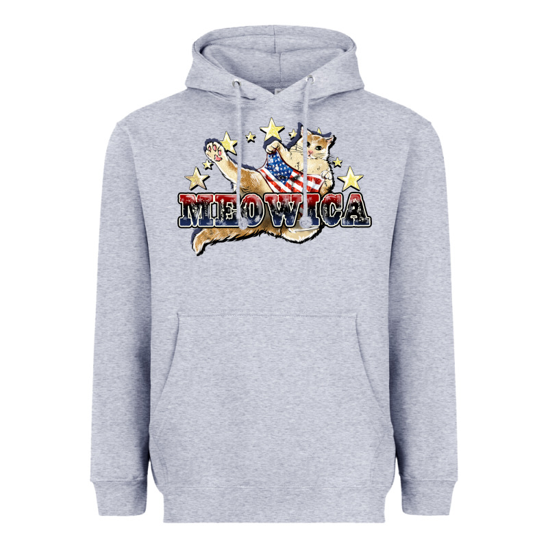 Meowica Cat 4th Of July Heavyweight Hoodie by HowdyJamesFarm | Teevron