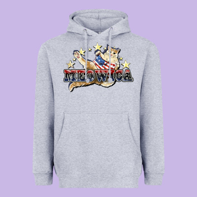 Meowica Cat 4th Of July Heavyweight Hoodie Designed By Howdyjamesfarm