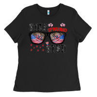 Black star spangled stup Ladies Tee - CowhideDigitalArt