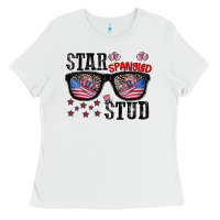 White star spangled stup Ladies Tee - CowhideDigitalArt