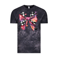 Cloud Black coquette bow floral checkered pattern Vintage Tee - JahusDesignShop