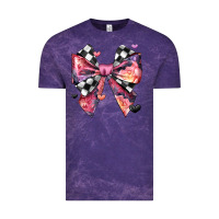 Cloud Purple coquette bow floral checkered pattern Vintage Tee - JahusDesignShop