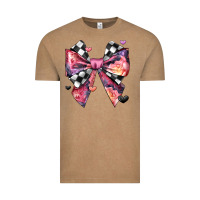 Coquette Bow Floral Checkered Pattern Vintage Tee | Teevron