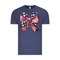 Vintage Denim coquette bow floral checkered pattern Vintage Tee - JahusDesignShop