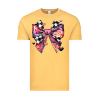 Vintage Mustard coquette bow floral checkered pattern Vintage Tee - JahusDesignShop