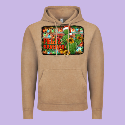 Feliz Navidad Merry Christmas Cactus Vintage Hoodie Designed By Jasminsmagicworld