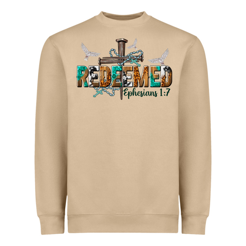 Redeemed Ephesians 1 7 Heavyweight Sweatshirt by NancyCooperArtShop | Teevron
