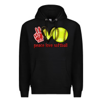 Black Peace love Softball Premium Hoodie - HowdyJamesFarm