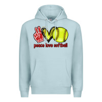 Blue Mist Peace love Softball Premium Hoodie - HowdyJamesFarm