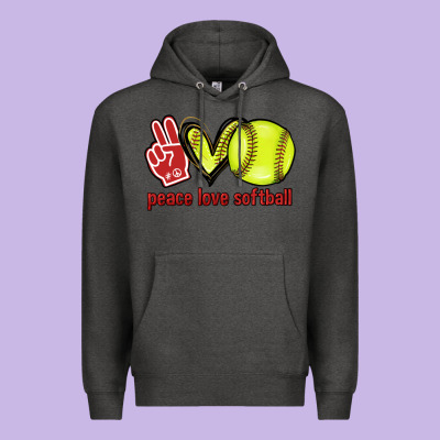 Peace Love Softball Premium Hoodie Designed By Howdyjamesfarm