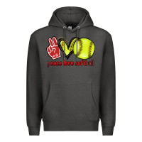 Charcoal Heather Peace love Softball Premium Hoodie - HowdyJamesFarm