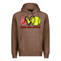 Chestnut Peace love Softball Premium Hoodie - HowdyJamesFarm
