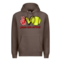 Coffee Peace love Softball Premium Hoodie - HowdyJamesFarm