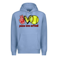 Colony Blue Peace love Softball Premium Hoodie - HowdyJamesFarm