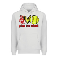 Dove Grey Peace love Softball Premium Hoodie - HowdyJamesFarm