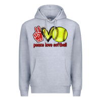 Heather Grey Peace love Softball Premium Hoodie - HowdyJamesFarm